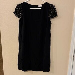 RED Valentino Black Mini Dress with Embellished Sleeves